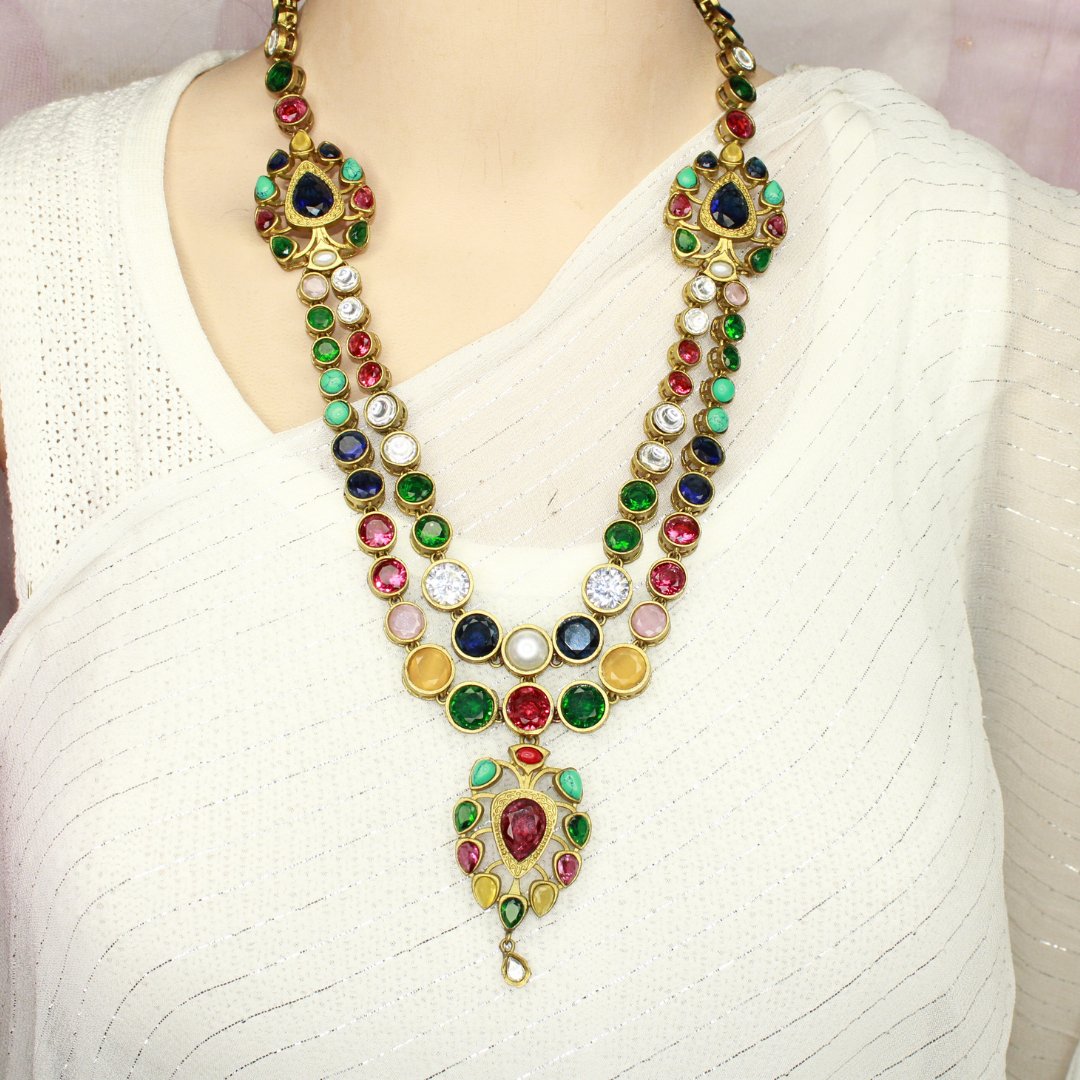 RAJWADI RANI HAAR - DO LADI - MULTICOLOUR - Necklaces