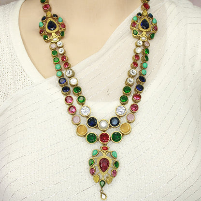 RAJWADI RANI HAAR - DO LADI - MULTICOLOUR - Necklaces