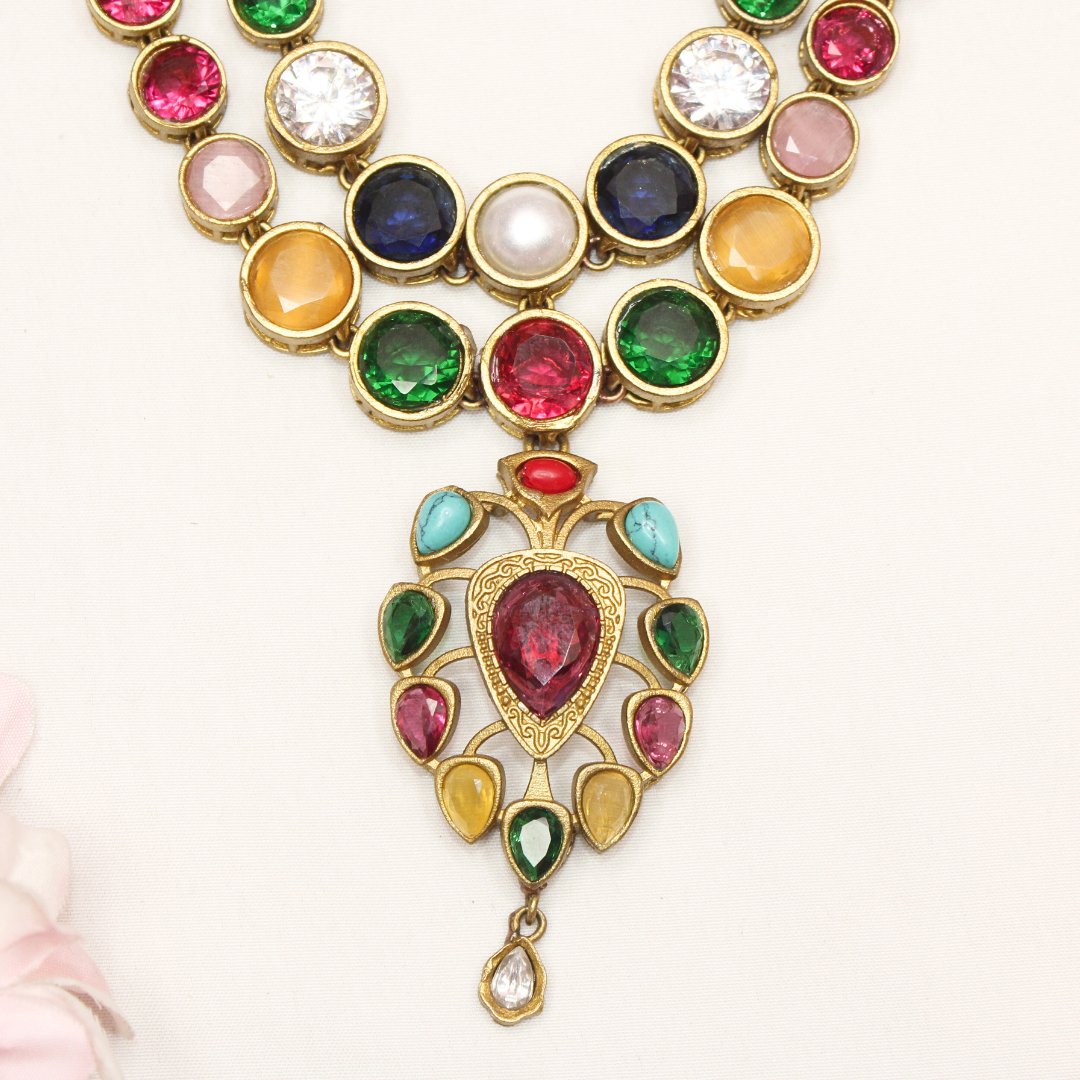 RAJWADI RANI HAAR - DO LADI - MULTICOLOUR - Necklaces