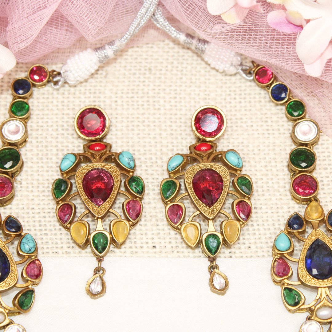 RAJWADI RANI HAAR - DO LADI - MULTICOLOUR - Necklaces