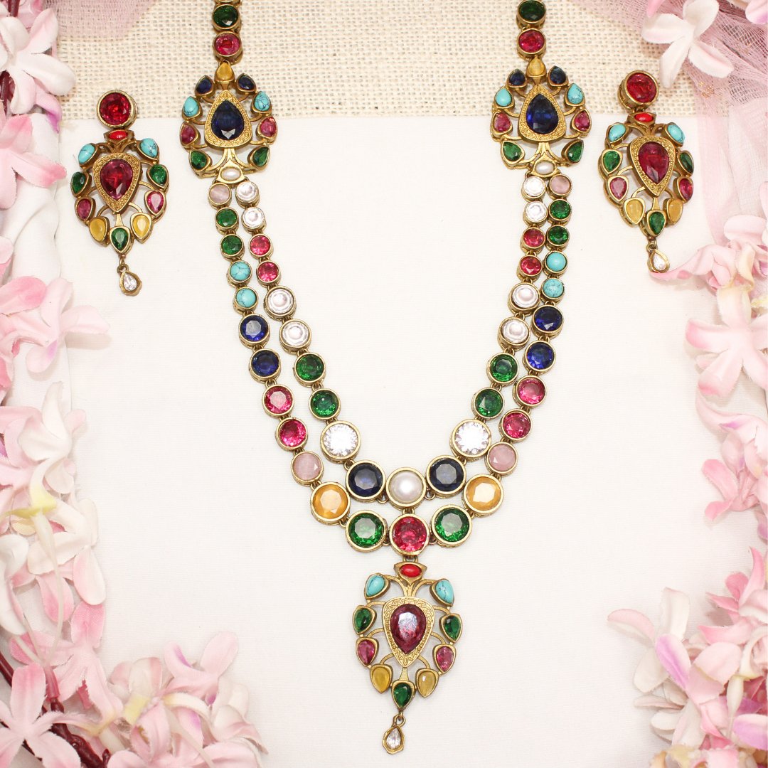 RAJWADI RANI HAAR - DO LADI - MULTICOLOUR - Necklaces