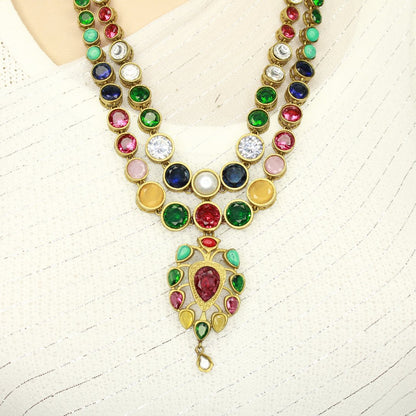 RAJWADI RANI HAAR - DO LADI - MULTICOLOUR - Necklaces