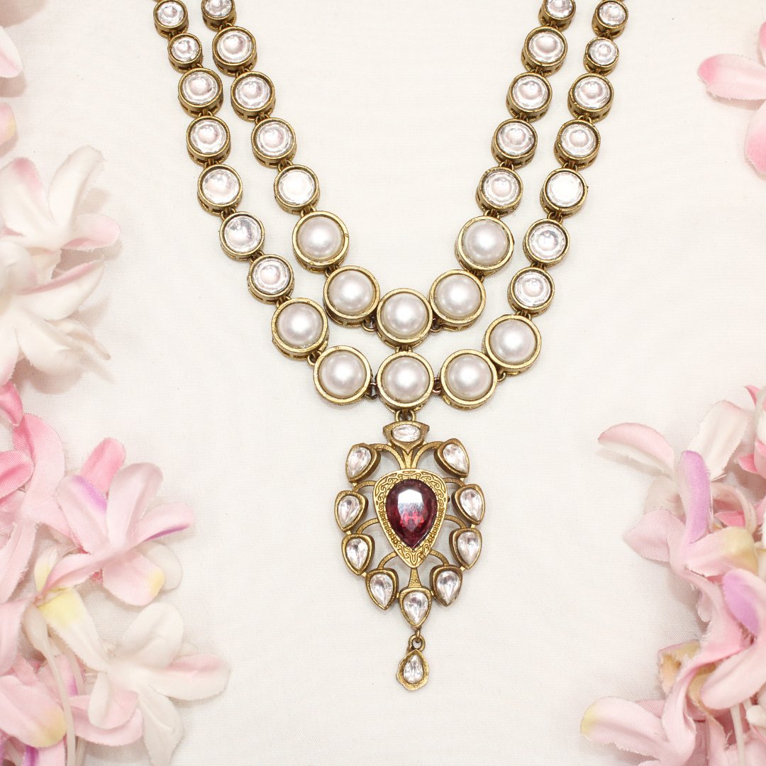 RAJWADI RANI HAAR - DO LADI - WHITE - Necklaces