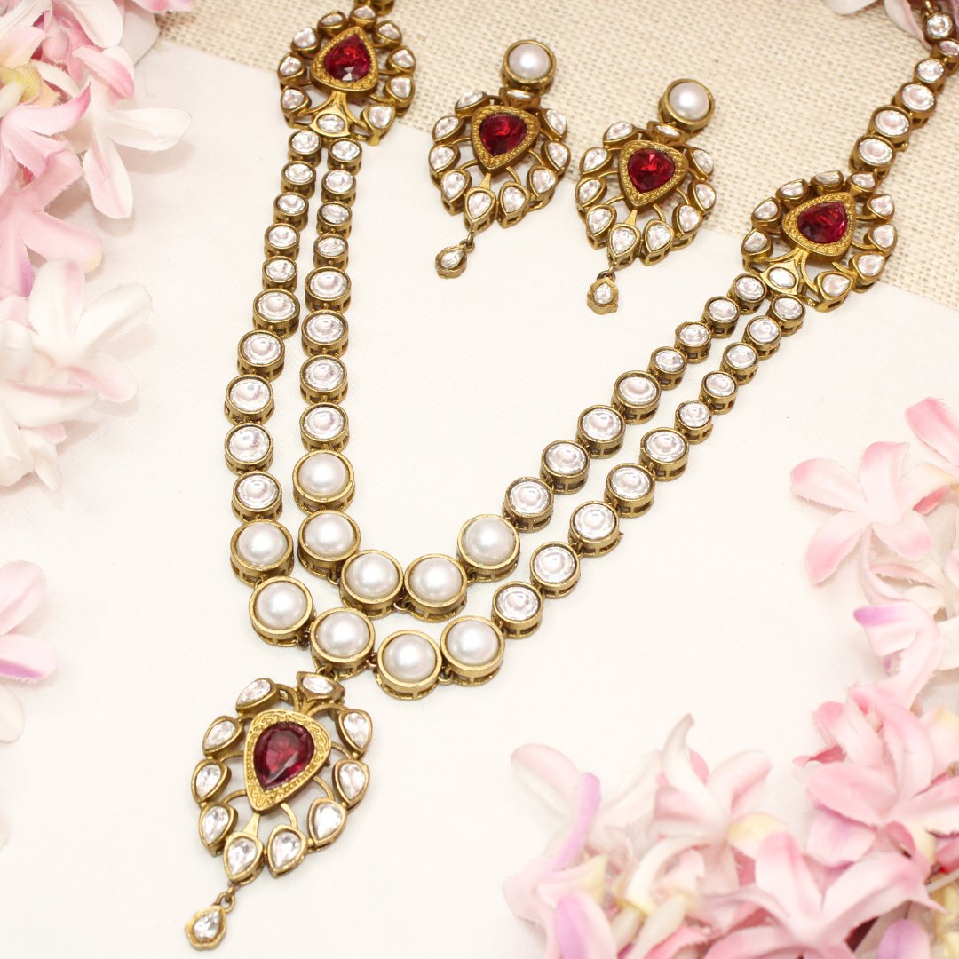 RAJWADI RANI HAAR - DO LADI - WHITE - Necklaces