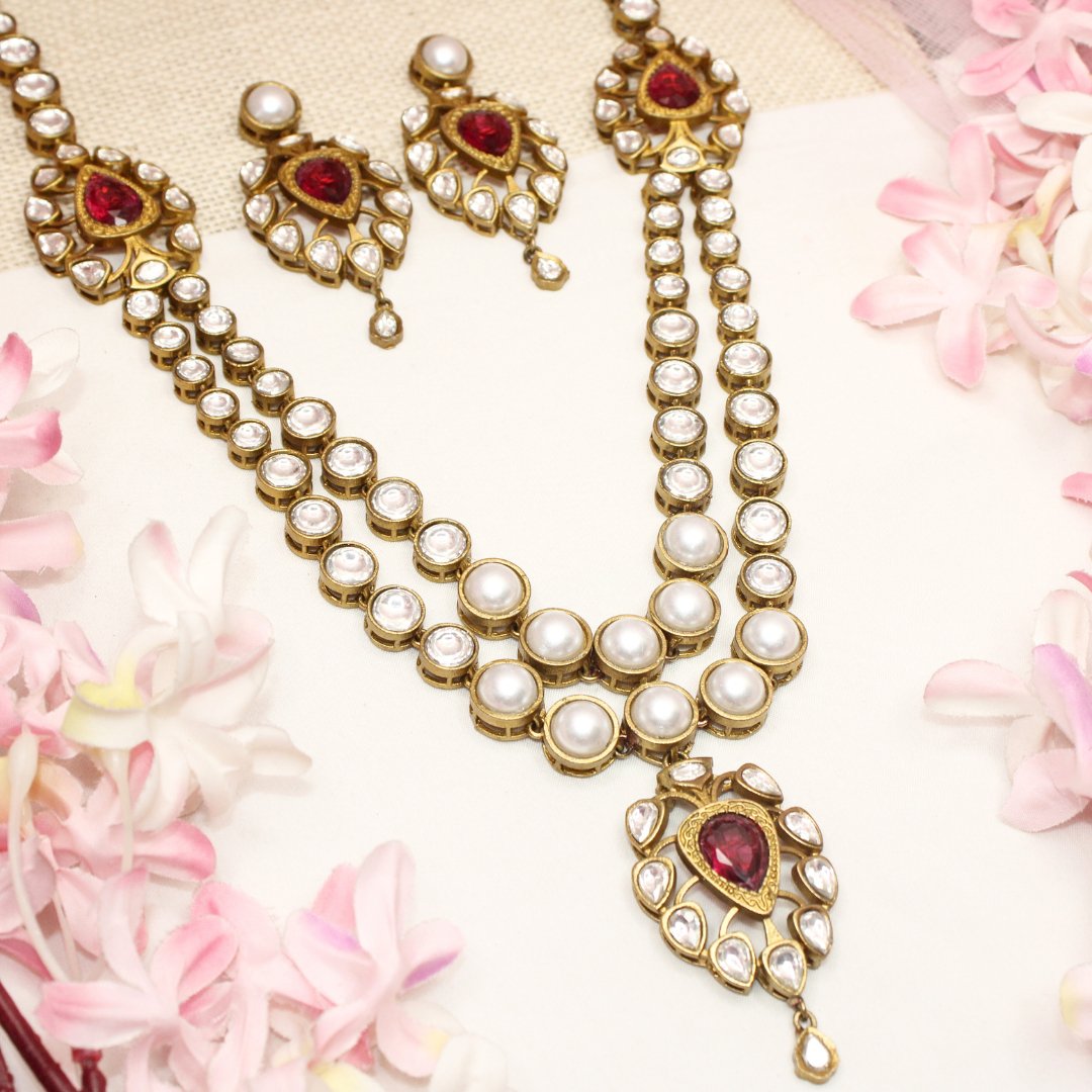 RAJWADI RANI HAAR - DO LADI - WHITE - Necklaces