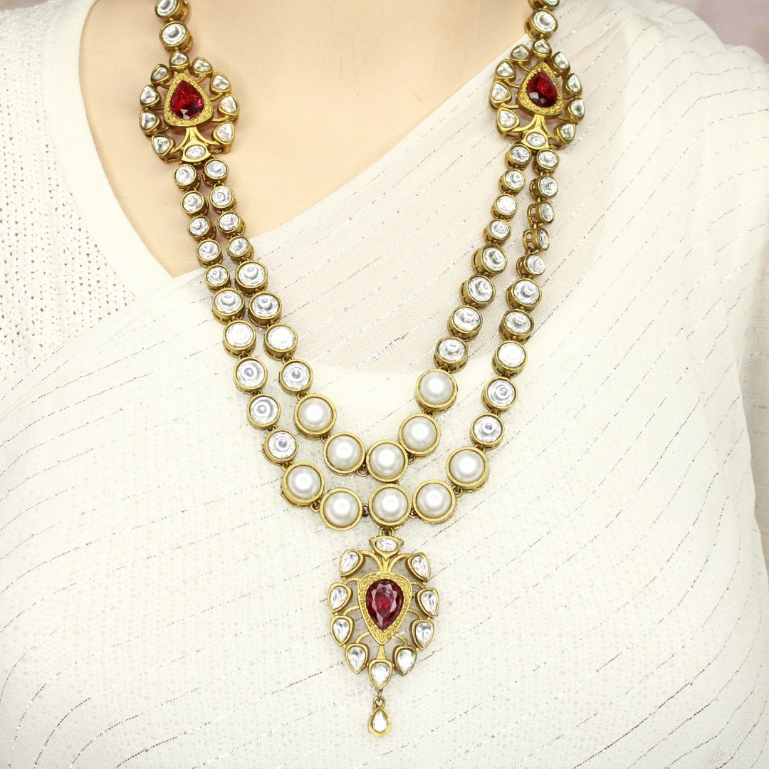 RAJWADI RANI HAAR - DO LADI - WHITE - Necklaces