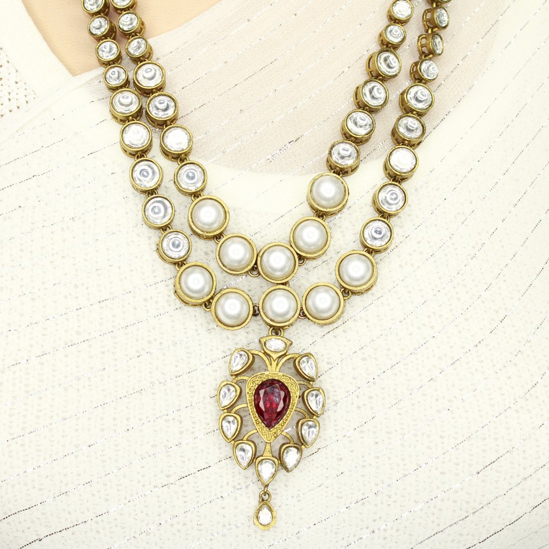 RAJWADI RANI HAAR - DO LADI - WHITE - Necklaces