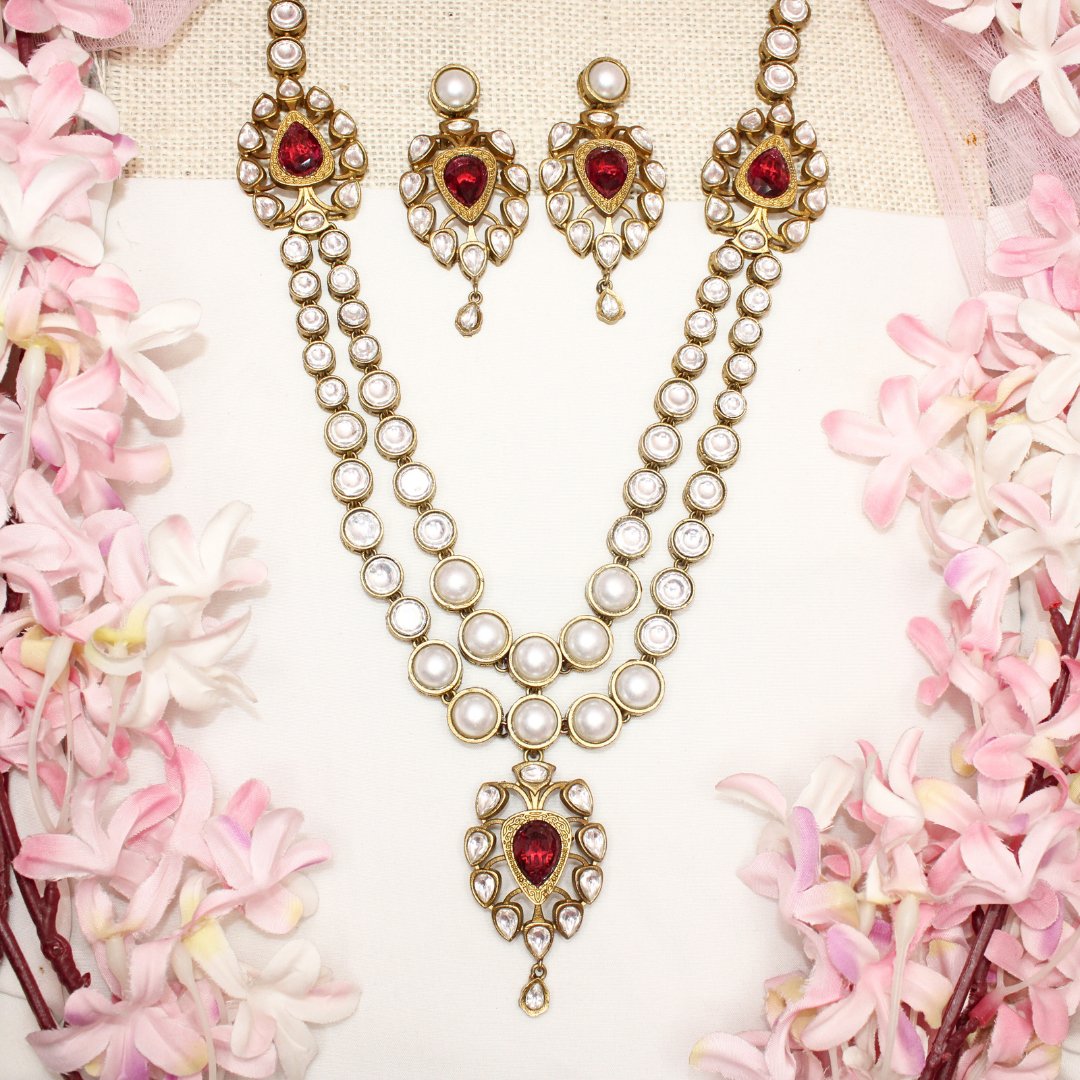 RAJWADI RANI HAAR - DO LADI - WHITE - Necklaces