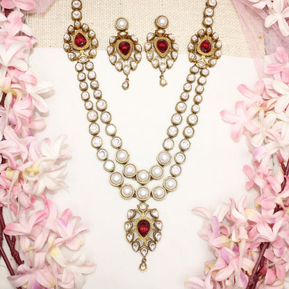 RAJWADI RANI HAAR - DO LADI - WHITE - Necklaces