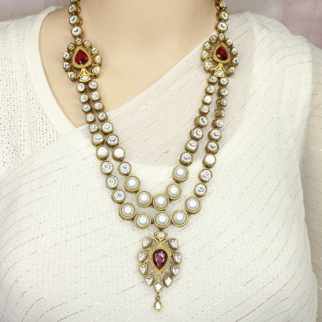 RAJWADI RANI HAAR - DO LADI - WHITE - Necklaces