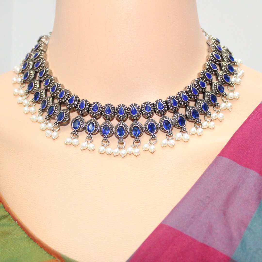 RATNA SHREE NECKLACE SET-BLUE -Necklaces