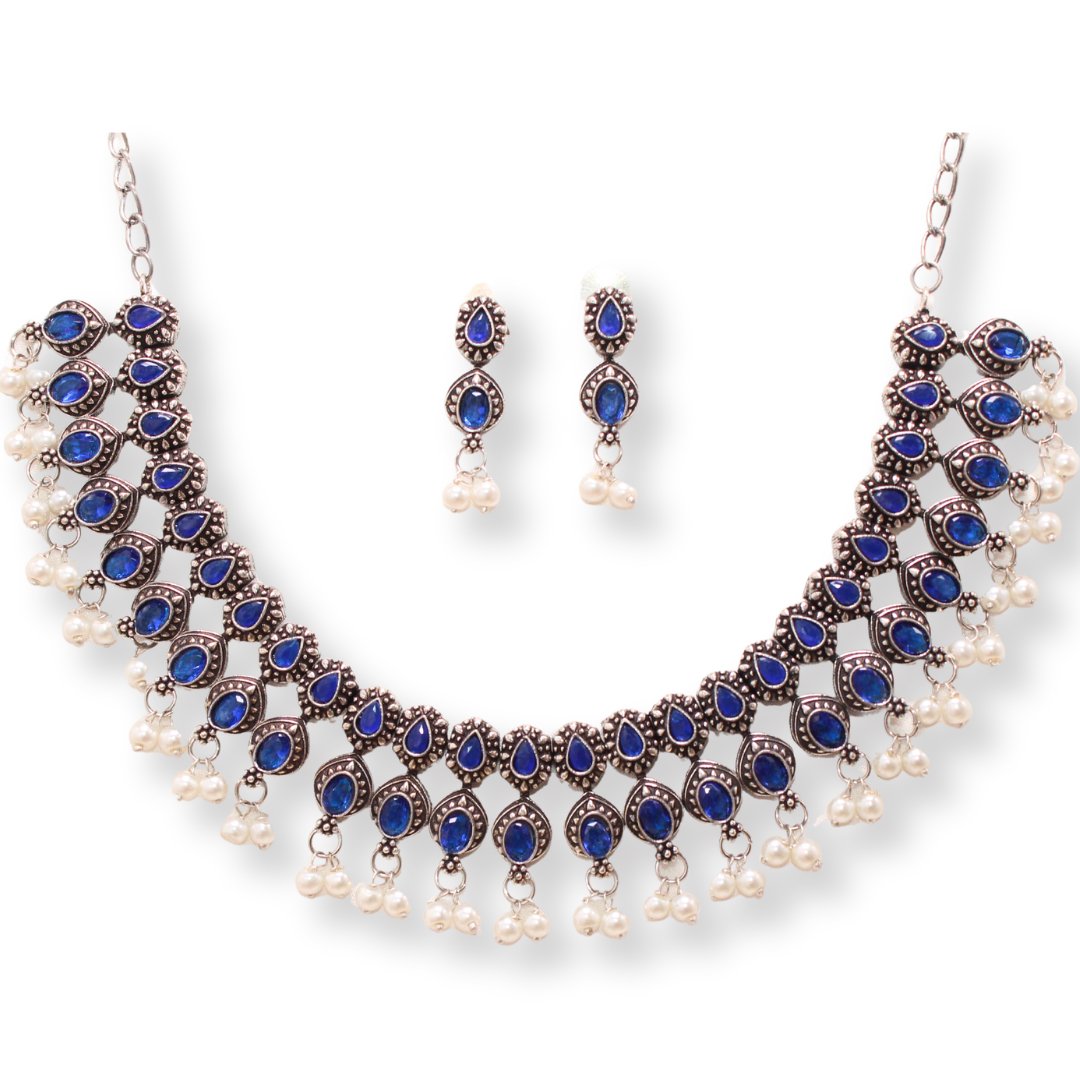 RATNA SHREE NECKLACE SET-BLUE -Necklaces