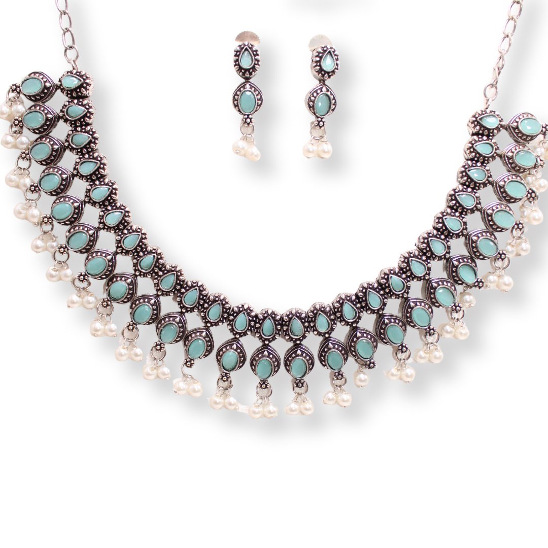 RATNA SHREE NECKLACE SET-TURQUOISE -Necklaces