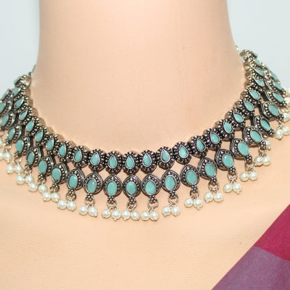 RATNA SHREE NECKLACE SET-TURQUOISE -Necklaces