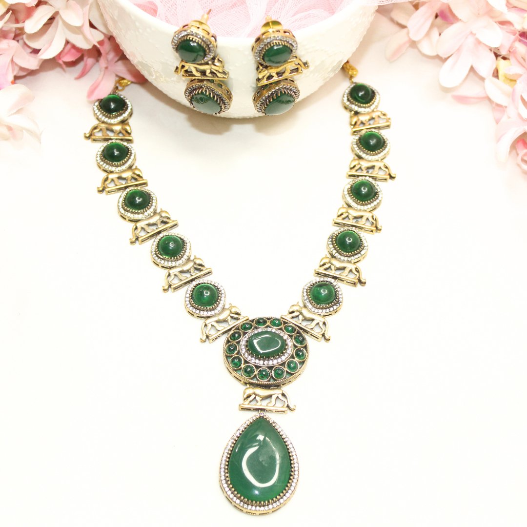 SABYASACHI INSPIRED NECKLACE - GREEN - Necklaces