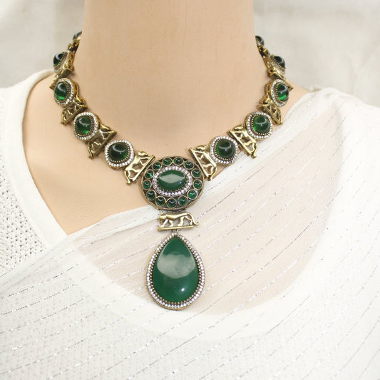 SABYASACHI INSPIRED NECKLACE - GREEN - Necklaces