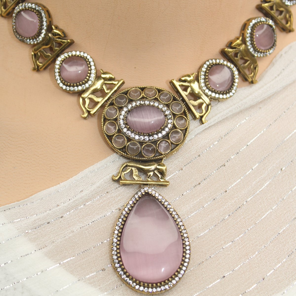 SABYASACHI INSPIRED NECKLACE - MAUVE - Necklaces