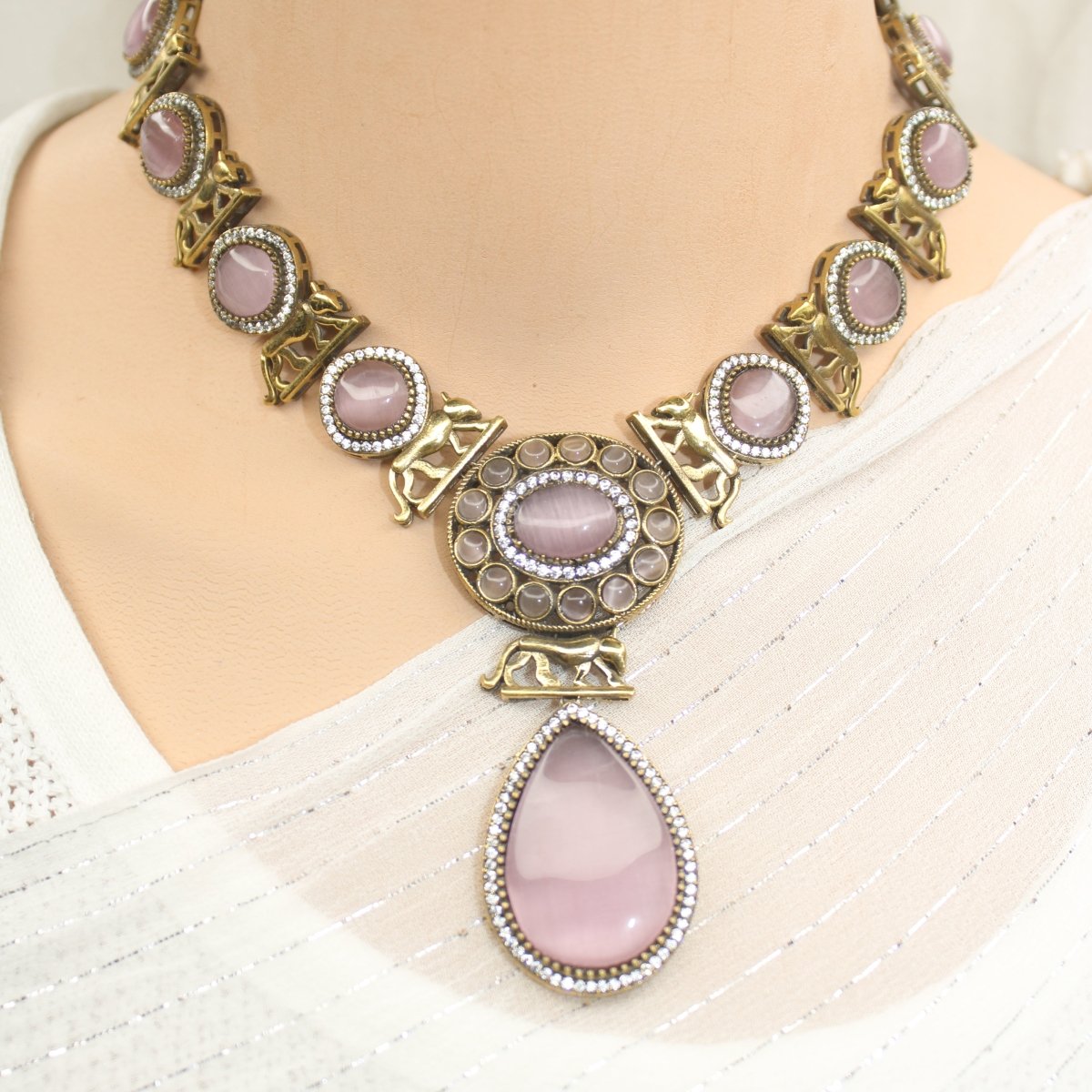 SABYASACHI INSPIRED NECKLACE - MAUVE - Necklaces