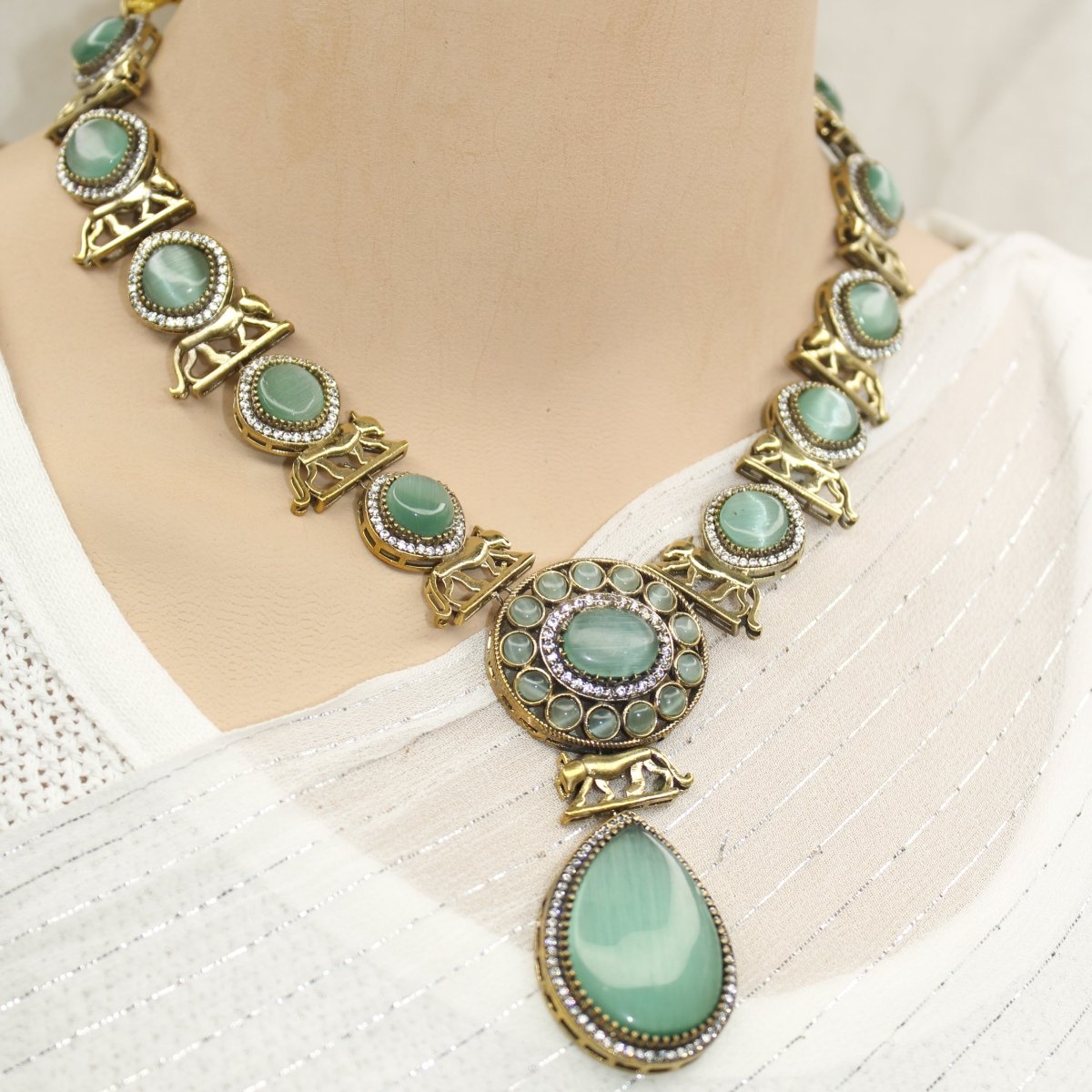 SABYASACHI INSPIRED NECKLACE - MINT - Necklaces