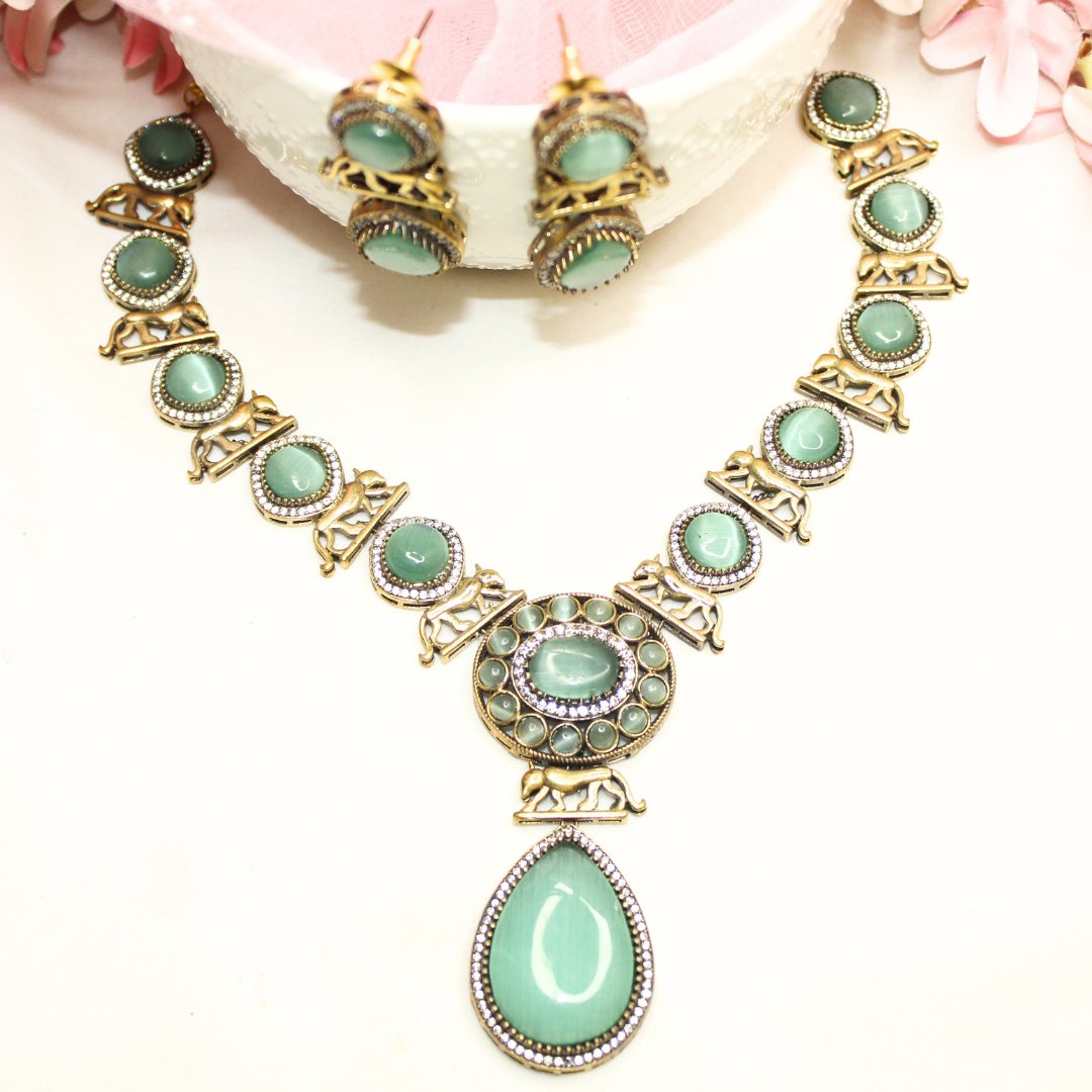 SABYASACHI INSPIRED NECKLACE - MINT - Necklaces