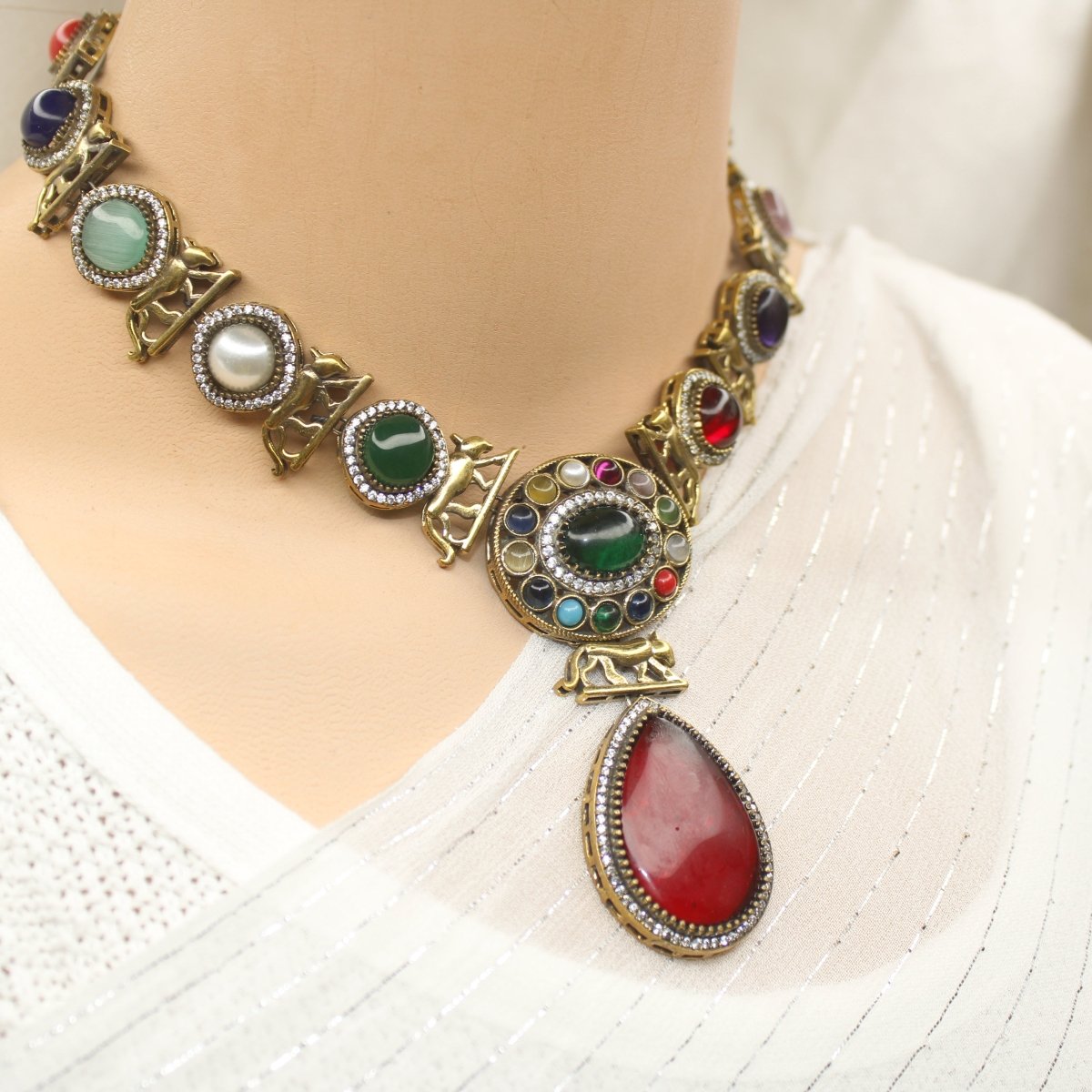 SABYASACHI INSPIRED NECKLACE - NAVRATNA - Necklaces