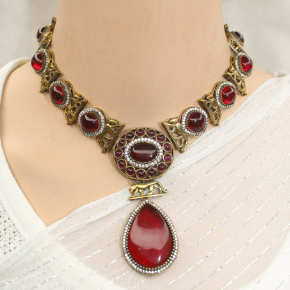 SABYASACHI INSPIRED NECKLACE - RED - Necklaces