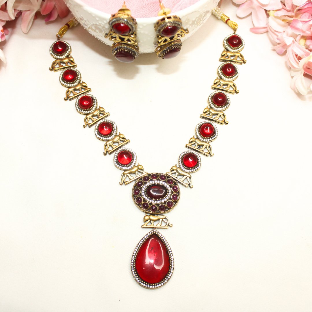 SABYASACHI INSPIRED NECKLACE - RED - Necklaces