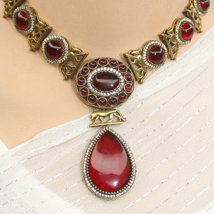 SABYASACHI INSPIRED NECKLACE - RED - Necklaces