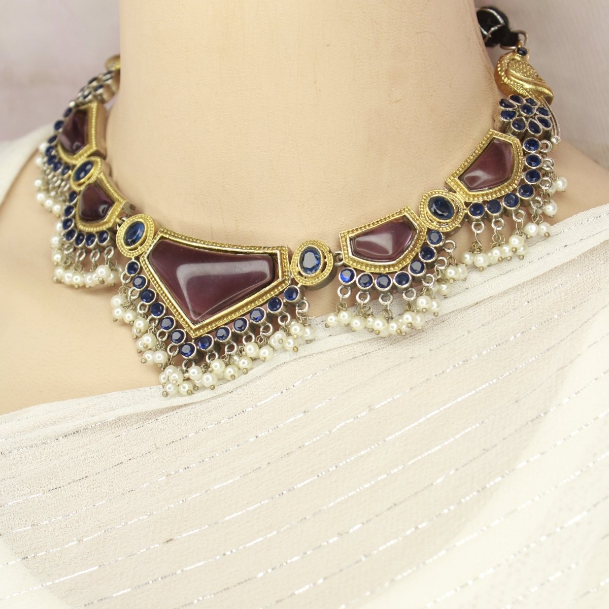 SAYA DUAL - TONE NECKLACE - PURPLE - Necklaces