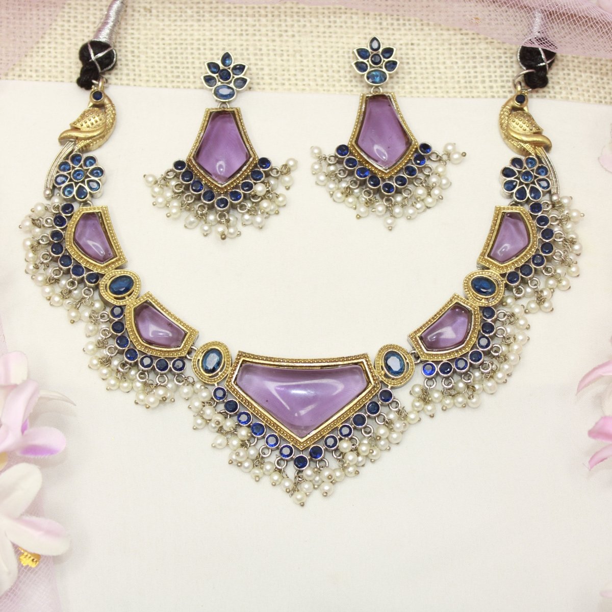 SAYA DUAL - TONE NECKLACE - PURPLE - Necklaces