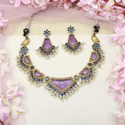 SAYA DUAL - TONE NECKLACE - PURPLE - Necklaces