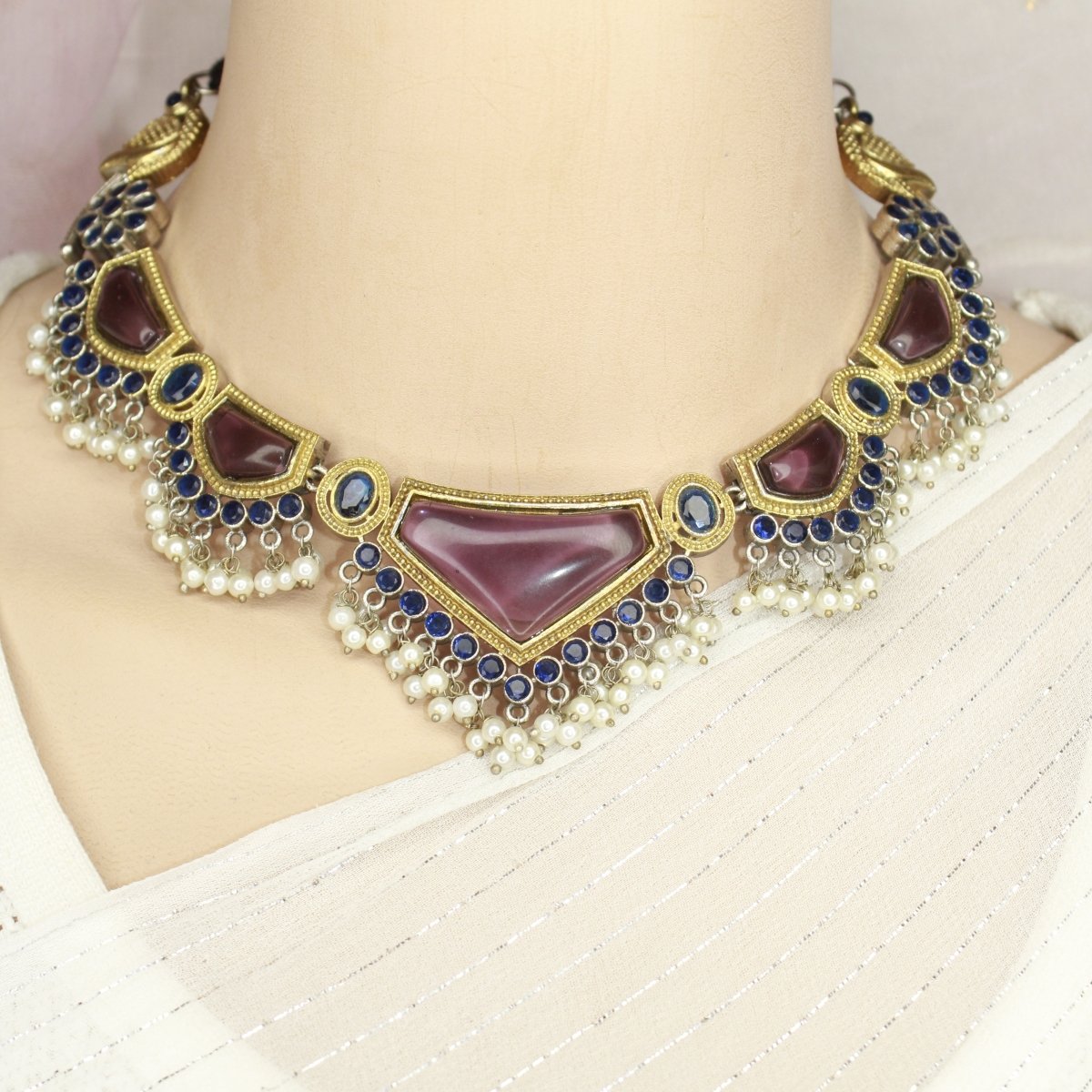 SAYA DUAL - TONE NECKLACE - PURPLE - Necklaces