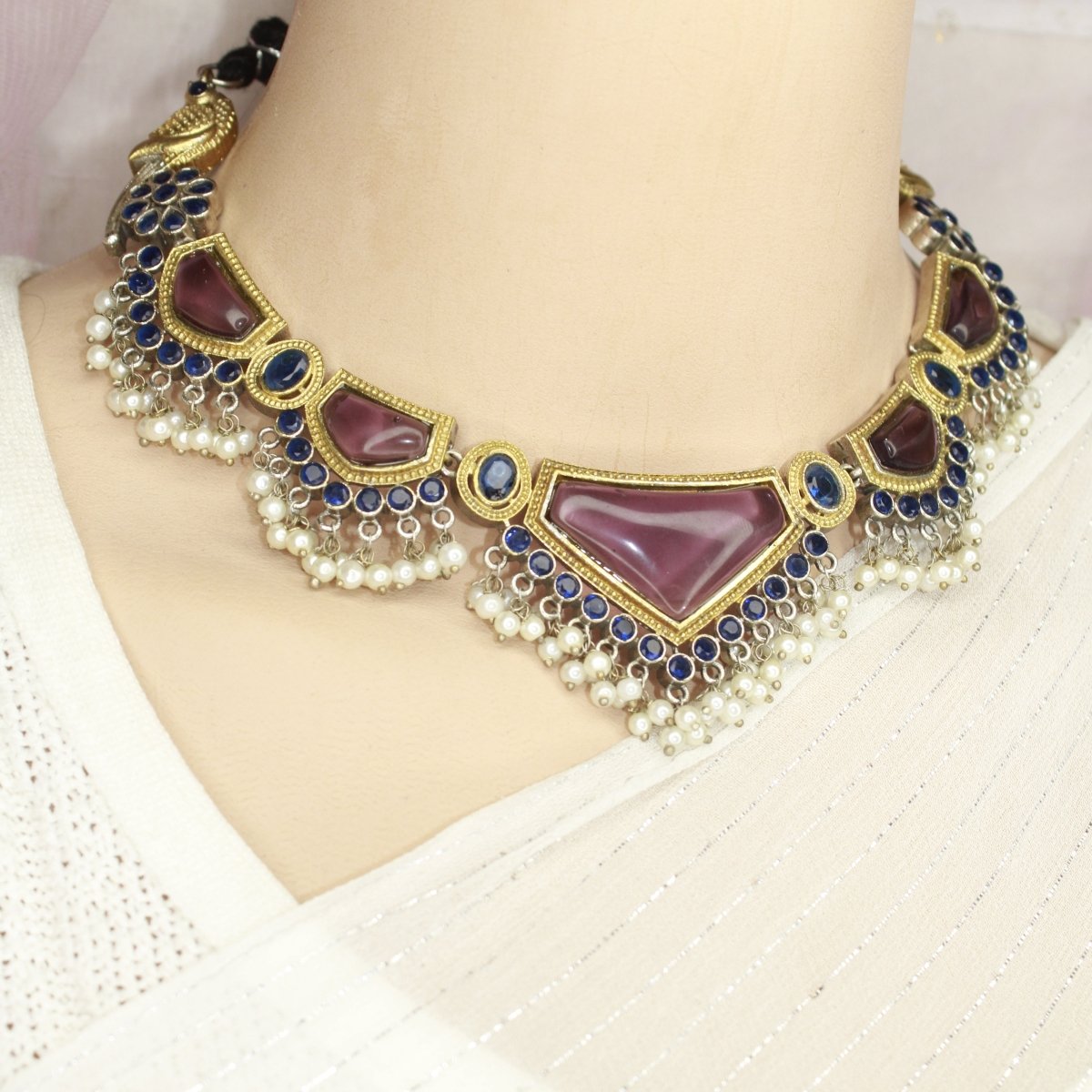 SAYA DUAL - TONE NECKLACE - PURPLE - Necklaces