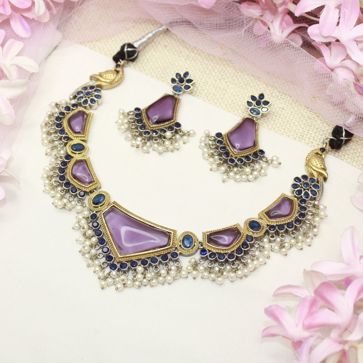 SAYA DUAL - TONE NECKLACE - PURPLE - Necklaces