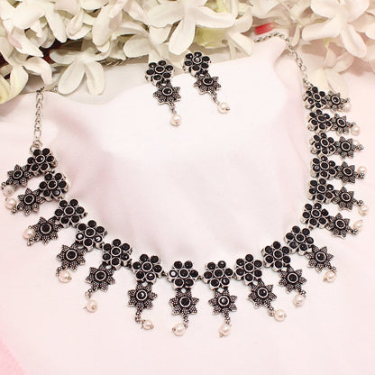 SITARA NECKLACE SET-BLACK -Necklaces