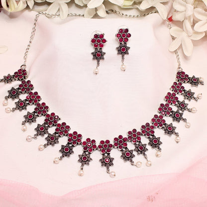 SITARA NECKLACE SET-RED -Necklaces