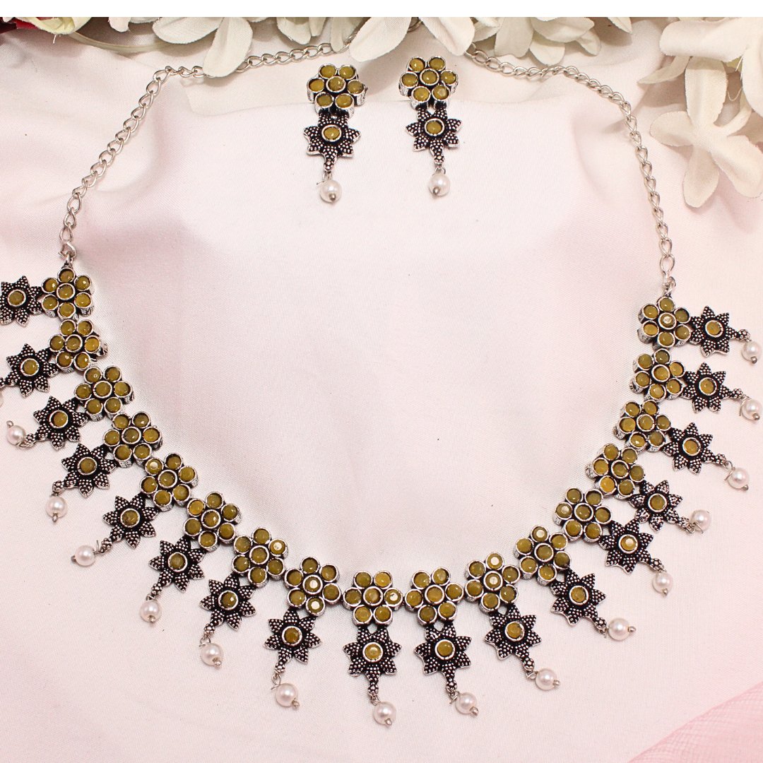 SITARA NECKLACE SET-YELLOW -Necklaces