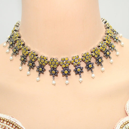 SITARA NECKLACE SET-YELLOW -Necklaces