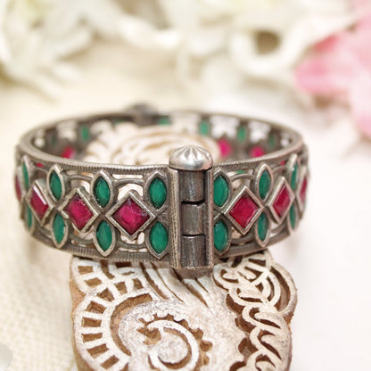 STONE CUTWORK KADA-MAROON & GREEN -kada