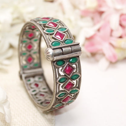 STONE CUTWORK KADA-MAROON & GREEN -kada