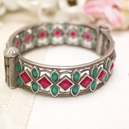 STONE CUTWORK KADA-MAROON & GREEN -kada