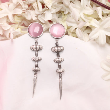 SUI DHAGA LOOK MONALISA STONE EARRING-PINK -EARRING