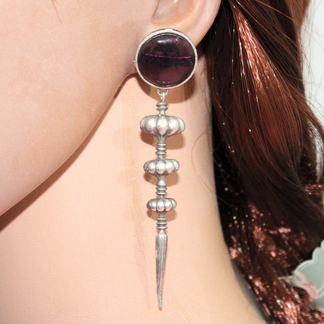 SUI DHAGA LOOK MONALISA STONE EARRING-PURPLE -EARRING