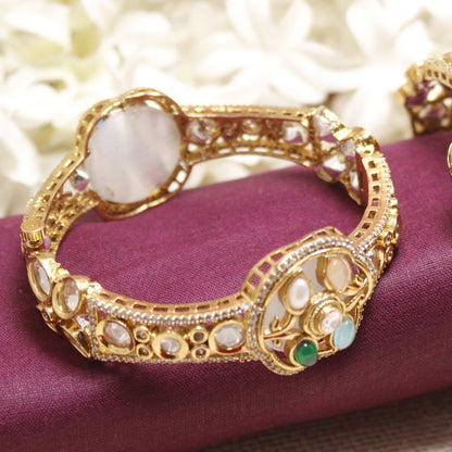 TRADITIONAL STONE & ZIRCON WITH CUTWORK KADA-WHITE -kada