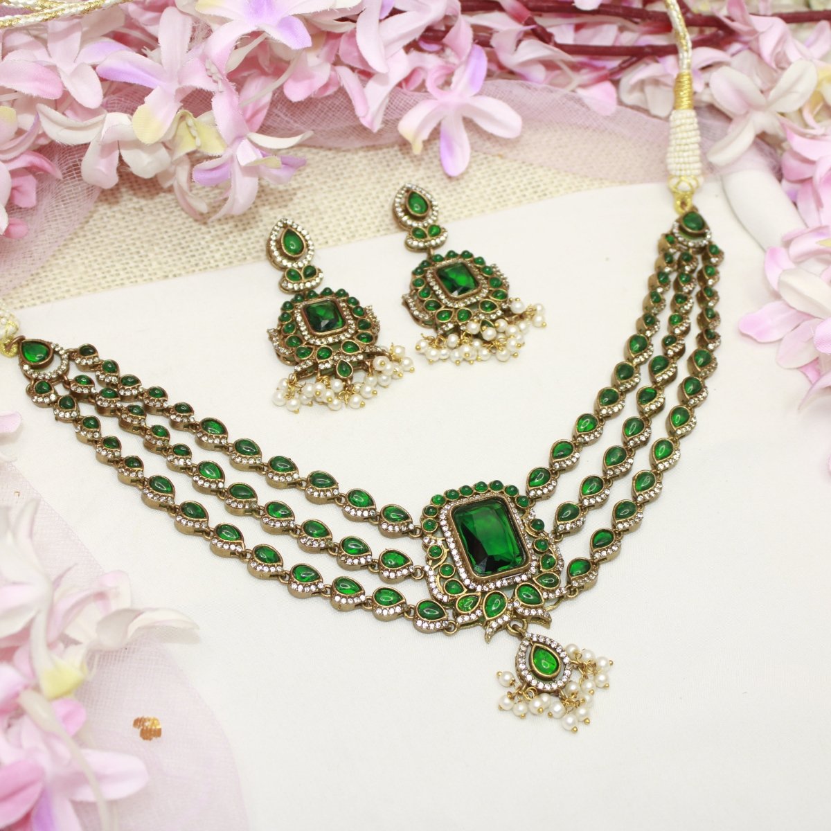 ZHALRA TEEN LADI CHOKER - GREEN - Necklaces