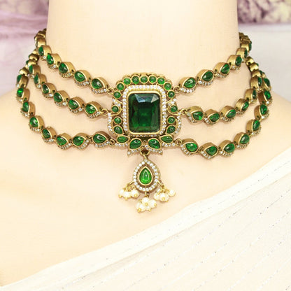 ZHALRA TEEN LADI CHOKER - GREEN - Necklaces