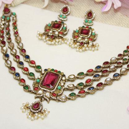 ZHALRA TEEN LADI CHOKER - NAVRATNA - Necklaces