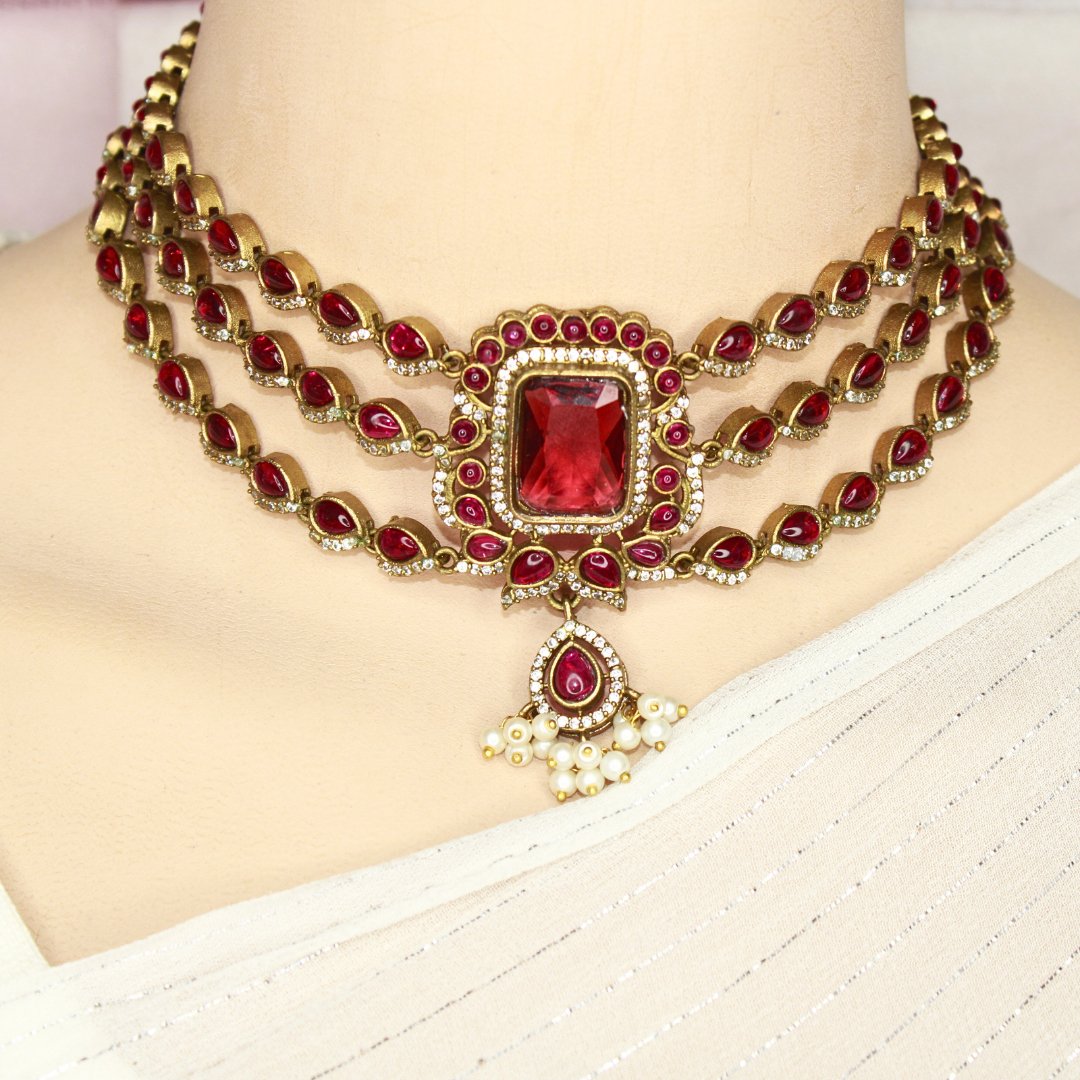 ZHALRA TEEN LADI CHOKER - RED - Necklaces