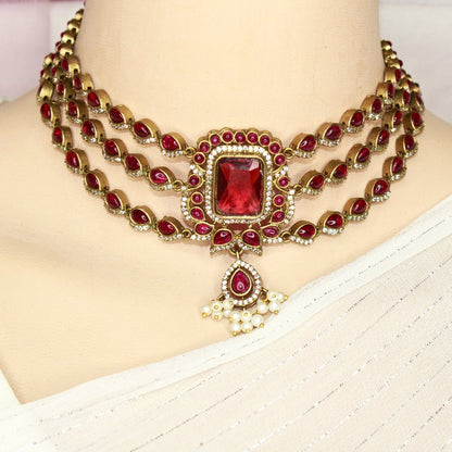 ZHALRA TEEN LADI CHOKER - RED - Necklaces