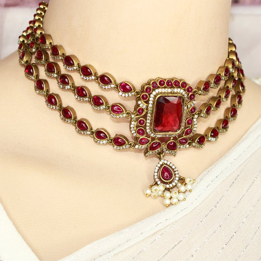 ZHALRA TEEN LADI CHOKER - RED - Necklaces